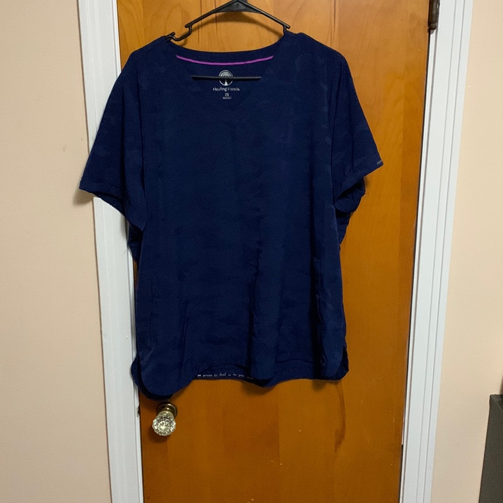 Healing Hands navy blue scrub top